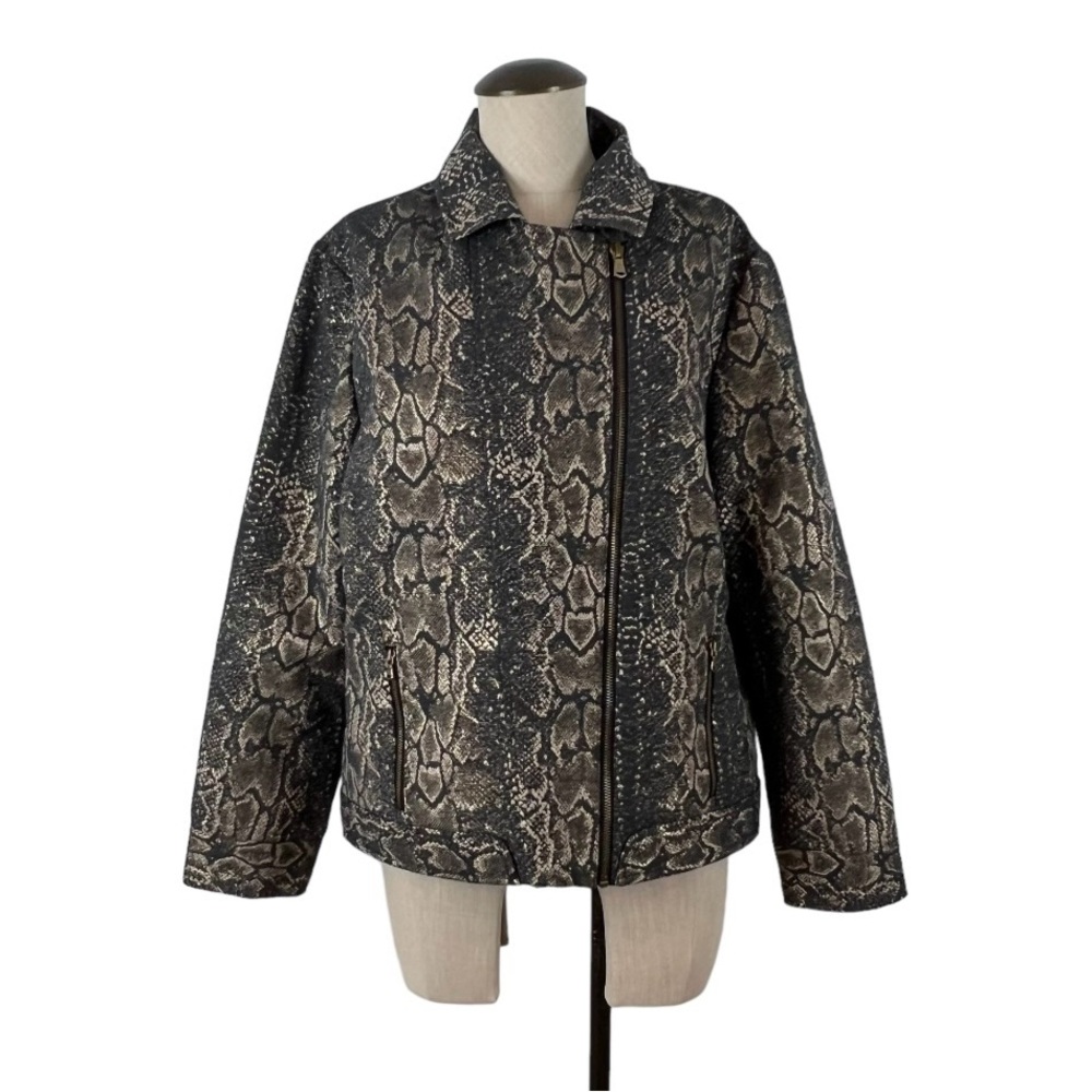 Chico's Metallic Moto Women’s Jacket SZ 2 (L-12)